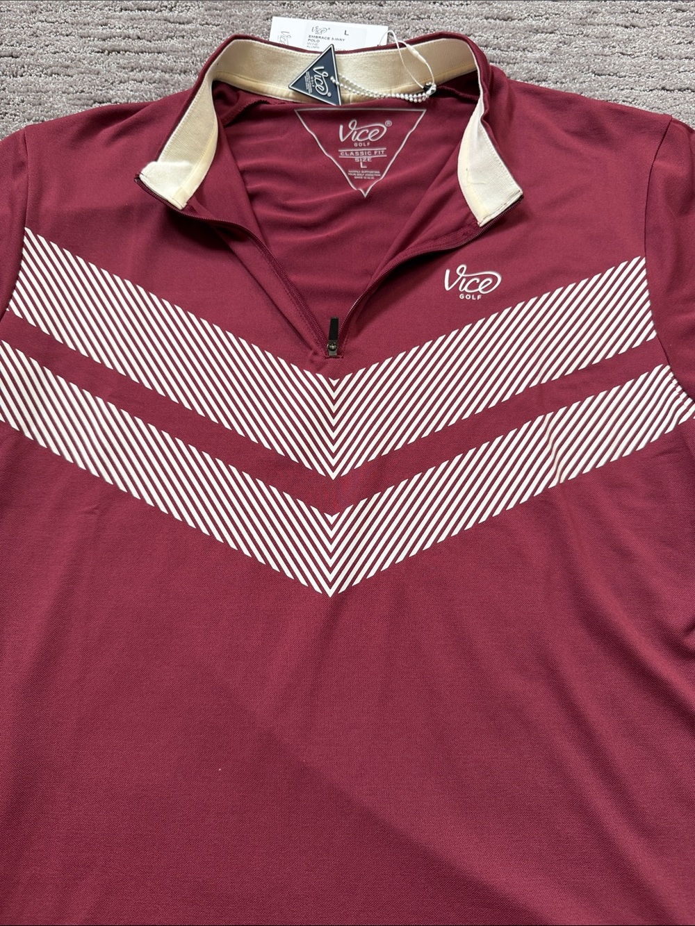 NWT Vice Golf Men’s Maroon Performance Quarter-Zip Polo
